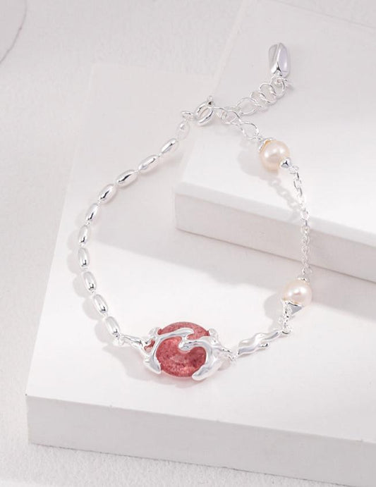 Bracelet Fraise/Quartz Rose