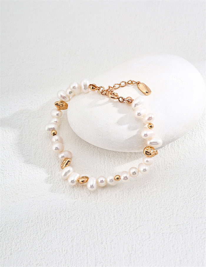 S925 Silver Natural Rice Pearl Cluster Bracelet