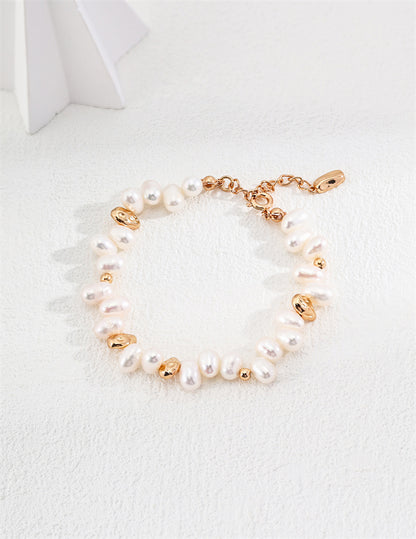 S925 Silver Natural Rice Pearl Cluster Bracelet