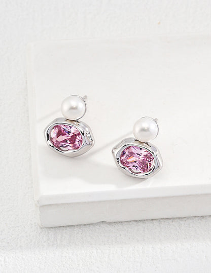 Boucles d'oreilles en perles et zircons scintillants