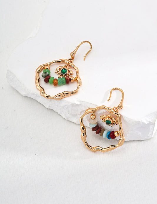 Sterling Silver Dopamine-Inspired Colorful Vintage Drop Earrings