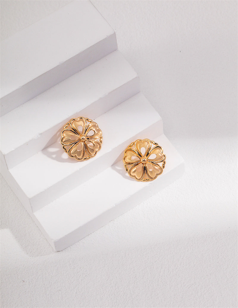 Silver/Gold Flower Stud Earrings