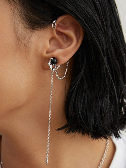 Sterling Silver Agate Earrings & Ear Cuffs | Two Styles in One (Sold Individually)