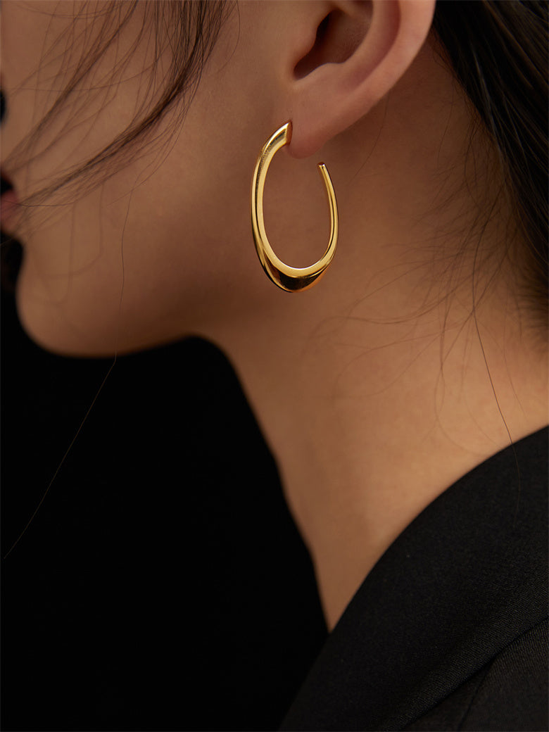 Minimalist Curved Line Hoop Earrings