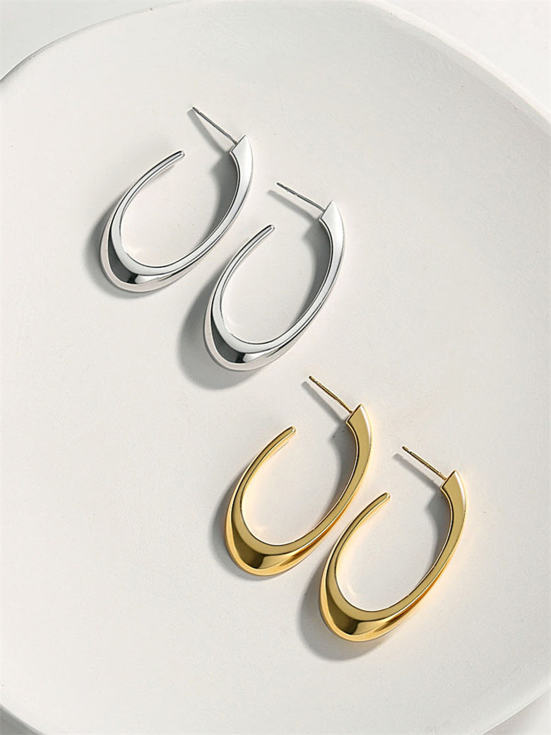 Minimalist Curved Line Hoop Earrings