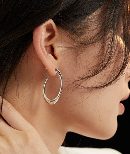 Minimalist Curved Line Hoop Earrings