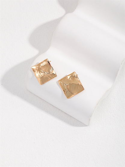 S925 Silver Stylish Square Textured Stud Earrings