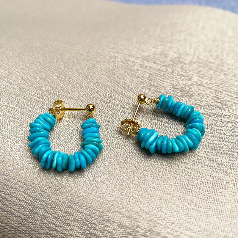 Fashionable Turquoise U-Shaped Hoop Drop Earrings