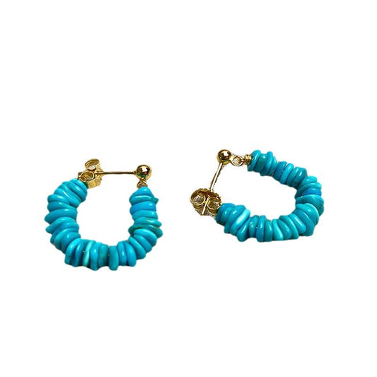 Fashionable Turquoise U-Shaped Hoop Drop Earrings