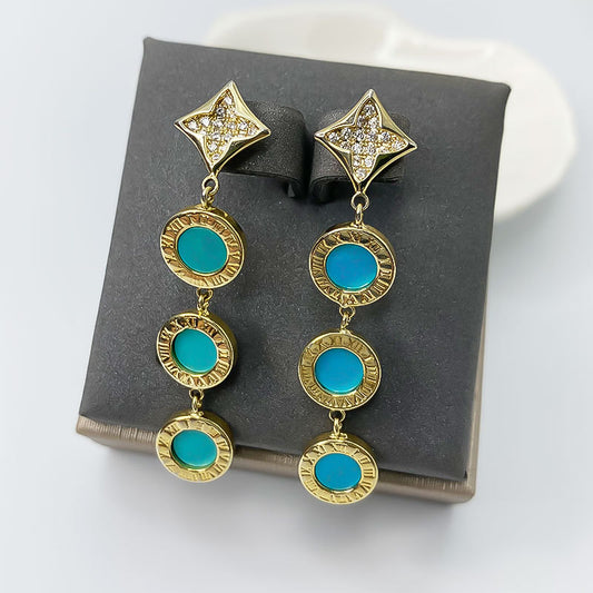 Turquoise Four-Leaf Drop Earrings