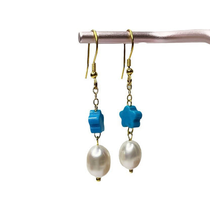 Star Turquoise & Pearl Drop Earrings