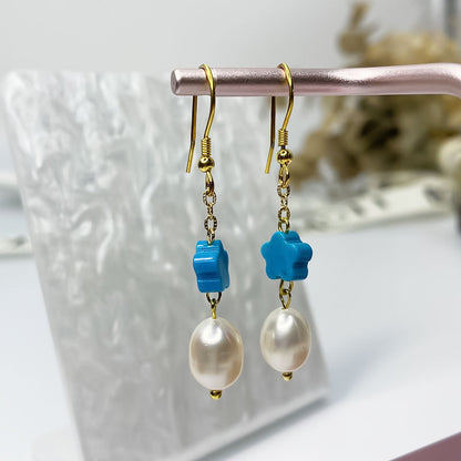 Star Turquoise & Pearl Drop Earrings