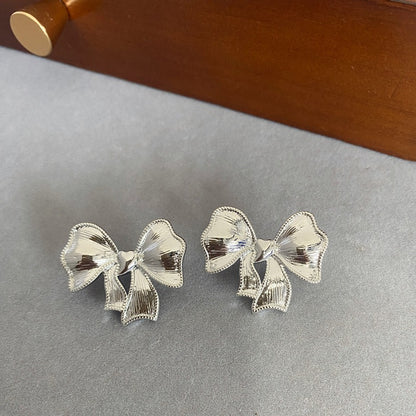 Exclusive Bow Knot Silver Stud Earrings