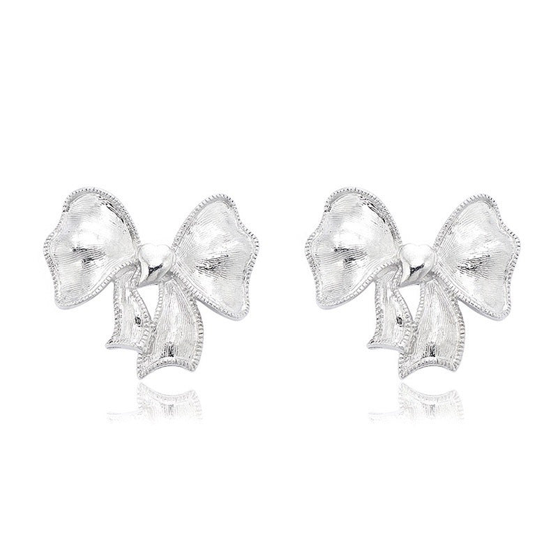 Exclusive Bow Knot Silver Stud Earrings