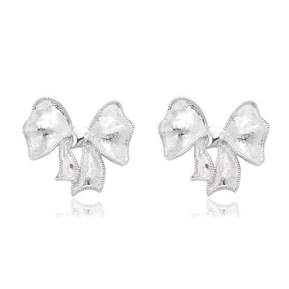 Exclusive Bow Knot Silver Stud Earrings