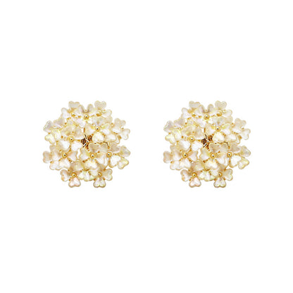 Flower Cluster Shell & Zircon Stud Earrings