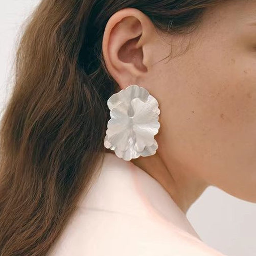 White Flower Stud Earrings