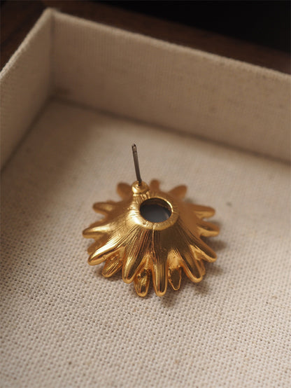 Vintage Sunflower Stud Earrings with Antique Style