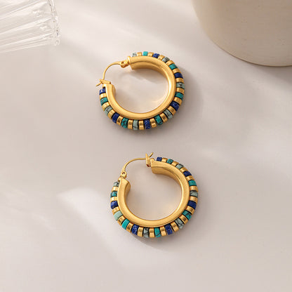 Vintage Handmade Beaded Turquoise Earrings – Unique & Elegant