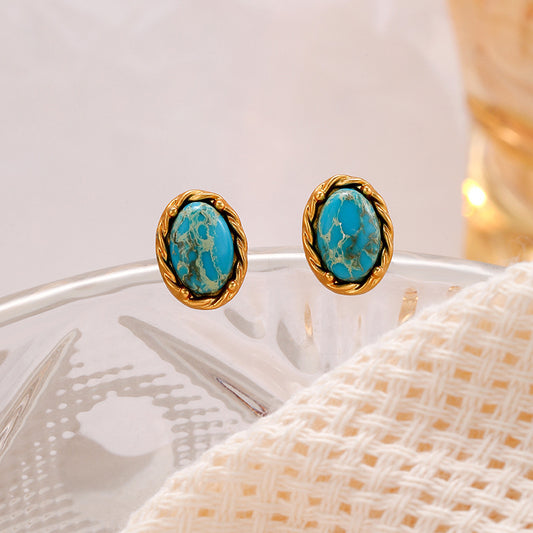 Vintage Matte Turquoise Stud Earrings – Small & Delicate