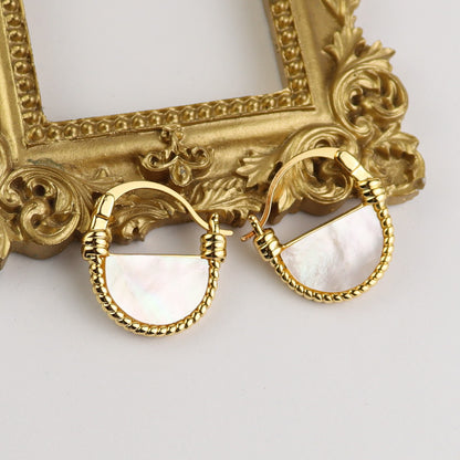 Vintage Elegant Mother-of-Pearl Drop Earrings – Gold-Plated