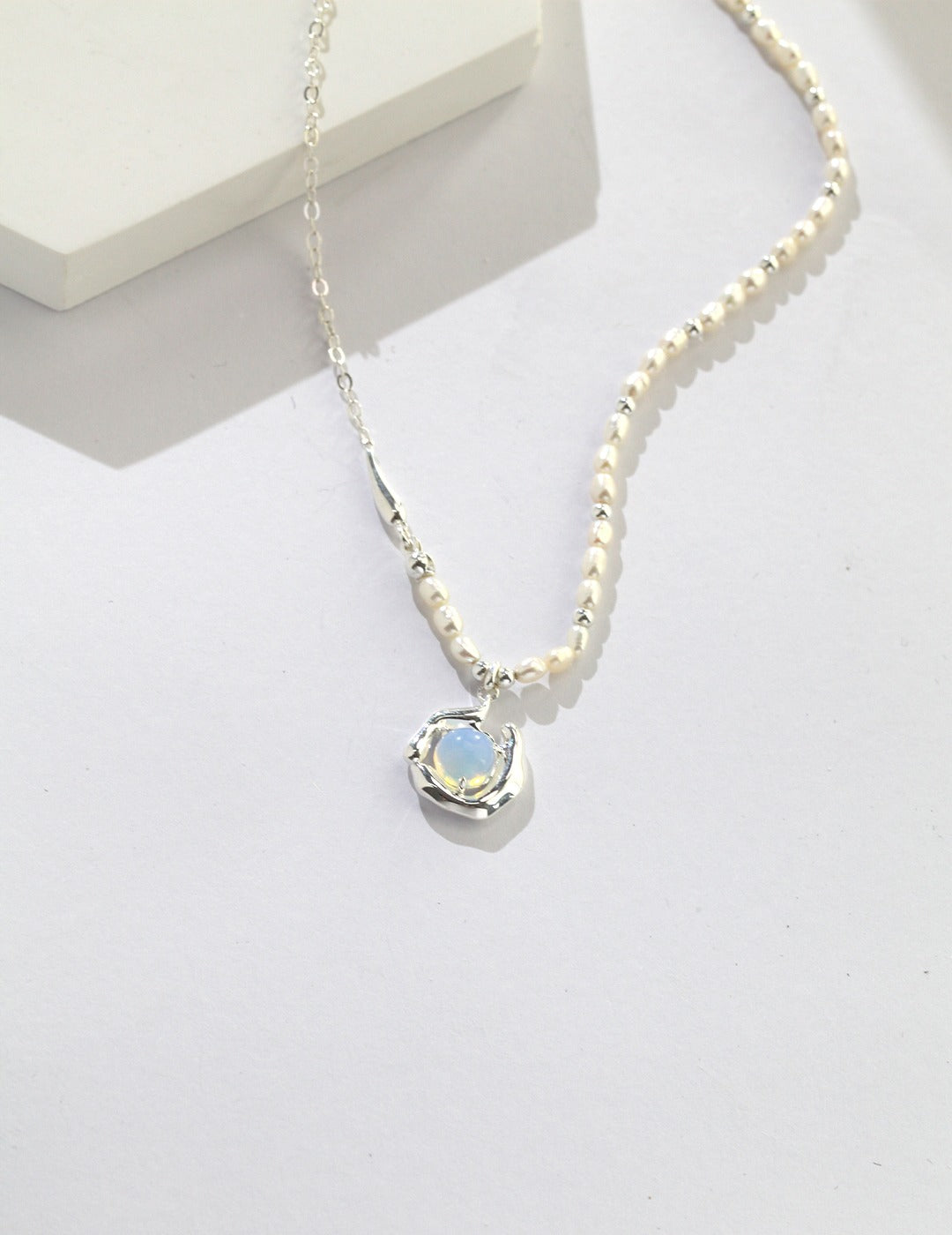 Sterling Silver Opal Gemstone Necklace