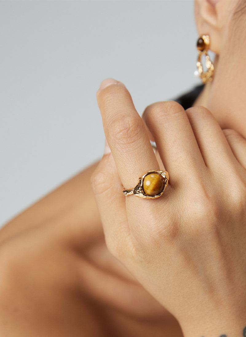 Natural Tiger's Eye Gemstone Ring