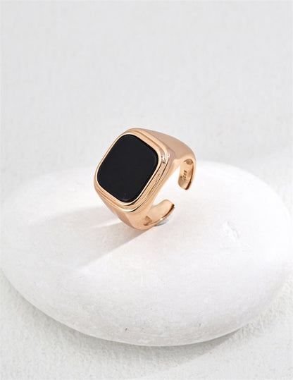 Minimalist Black Onyx Gemstone Ring