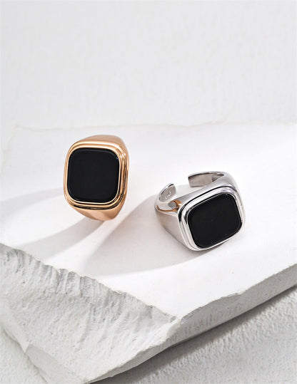 Minimalist Black Onyx Gemstone Ring