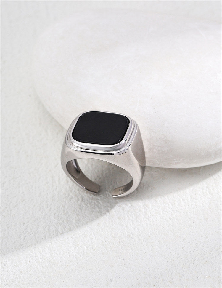 Minimalist Black Onyx Gemstone Ring