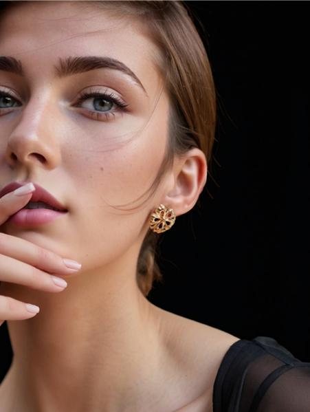 Silver/Gold Flower Stud Earrings